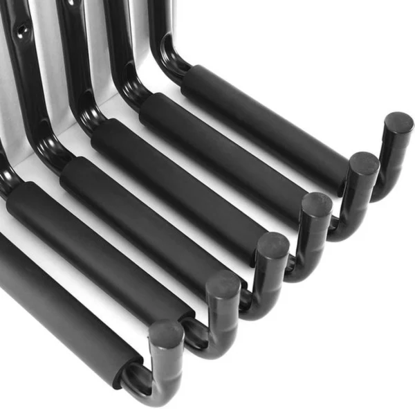 P-87213231440502-20260406115814.webp Unyqoos® Set van 6 multifunctionele zwarte wandhaken voor garage en kelderopslag
