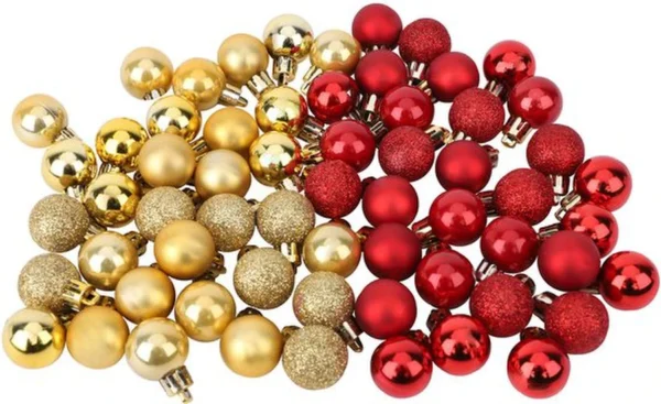 P-87213231488051-20260406092539.webp Unyqoos® Set van 64 rode en gouden mini-kerstballen voor sfeervolle kerstdecoratie