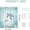 Unyqoos® Maritiem douchegordijn met schildpadmotief en haken voor badkamer