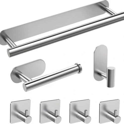 P-87213231548750-20260405183454.webp Unyqoos® Zelfklevende roestvrijstalen badkamerset voor handdoeken en meer zonder boren