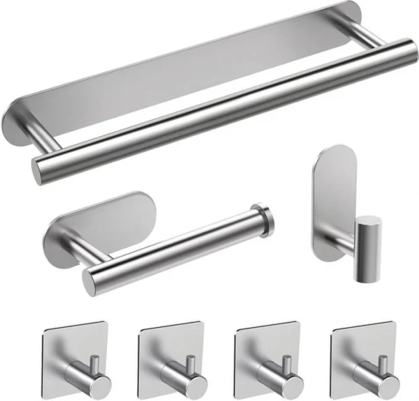 P-87213231548750-20260405183454.webp Unyqoos® Zelfklevende roestvrijstalen badkamerset voor handdoeken en meer zonder boren