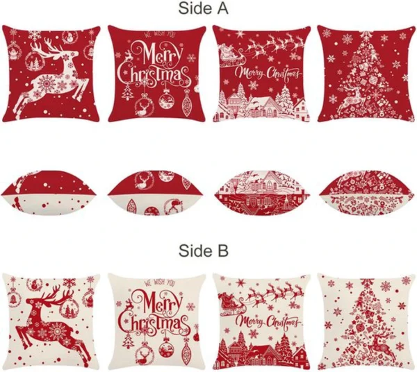 Unyqoos® Set van 4 feestelijke kussenslopen met rendiermotief voor kerstdecoratie