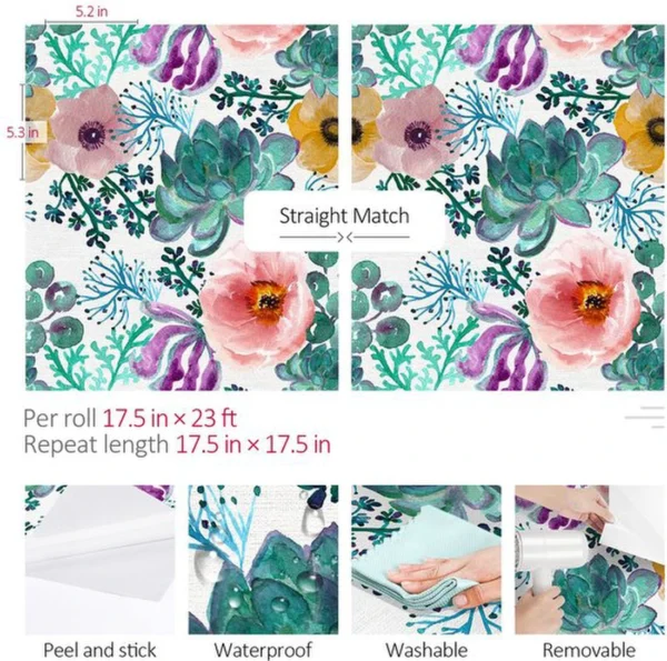 Unyqoos® Decoratieve zelfklevende folie met groene bloemen voor meubels en wanden