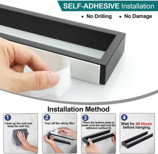 P-87213231593442-20260405181548.webp Unyqoos® Zelfklevende roestvrijstalen handdoekhouder voor badkamer en keuken