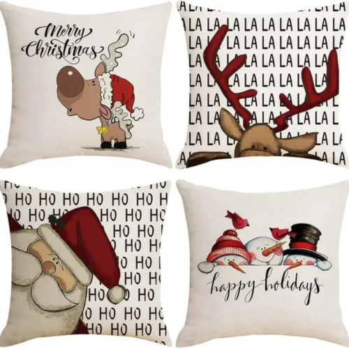 P-87213231600670-20260406110841.webp Unyqoos® Set van vier sierlijke kussenslopen voor kerstdecoratie in huis