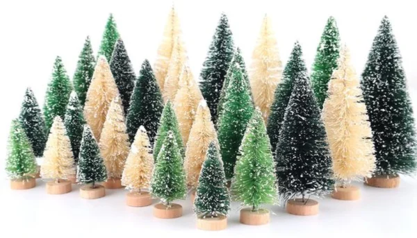 P-87213231609130-20260406092848.webp Unyqoos® Set van 30 Miniatuur Kerstbomen voor Binnen Decoratie in Verschillende Kleuren en Maten
