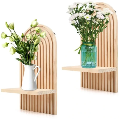 Unyqoos® Set van twee houten zwevende wandrekken voor stijlvolle wanddecoratie