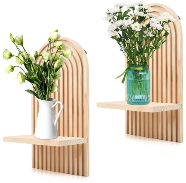 P-87213231609200-20260406081109.webp Unyqoos® Set van twee houten zwevende wandrekken voor stijlvolle wanddecoratie