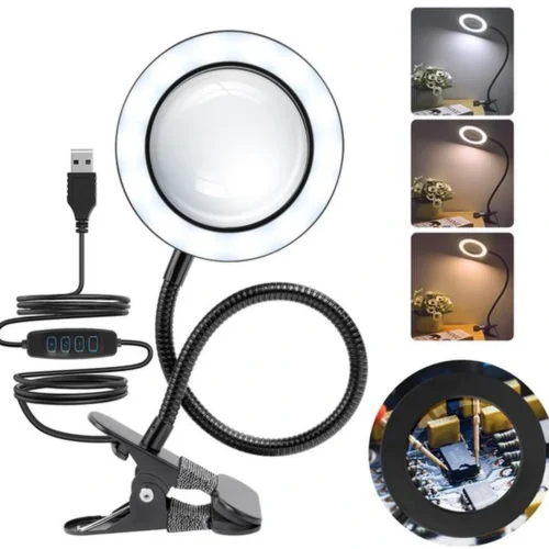 Unyqoos® Dimbare LED Vergrootlamp met Flexibele Zwanenhals en Clip voor Werktafels