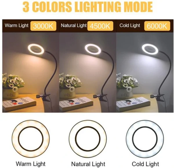Unyqoos® Dimbare LED Vergrootlamp met Flexibele Zwanenhals en Clip voor Werktafels