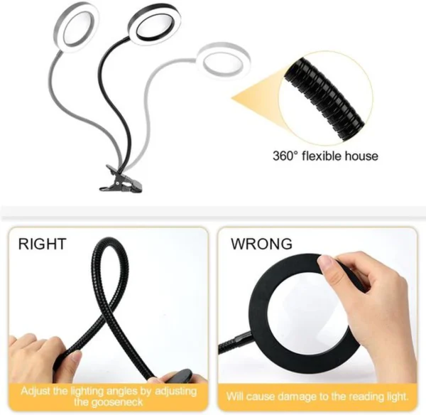 Unyqoos® Dimbare LED Vergrootlamp met Flexibele Zwanenhals en Clip voor Werktafels