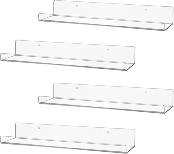 P-87213231631050-20260406082247.webp Unyqoos® Set van vier transparante zwevende wandplanken voor veelzijdige opslag