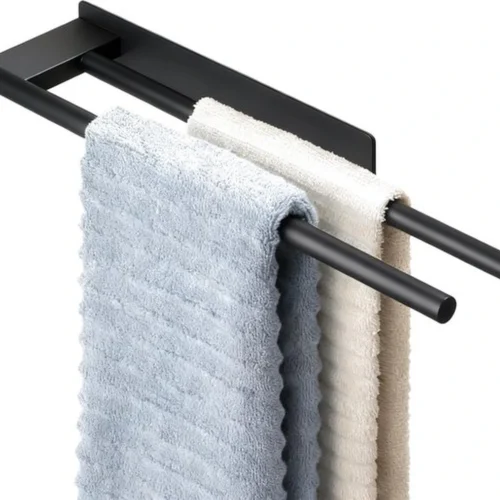 Unyqoos® Dubbele zelfklevende handdoekenhouder van roestvrij staal voor badkamer en keuken