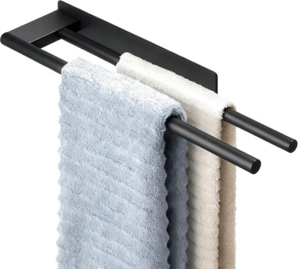 Unyqoos® Dubbele zelfklevende handdoekenhouder van roestvrij staal voor badkamer en keuken