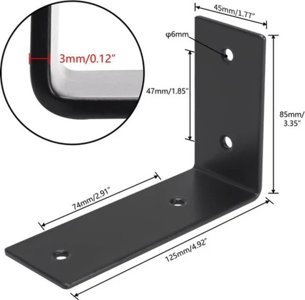 Unyqoos® Set van vier robuuste wandbeugels voor zwevende wandplanken in huis