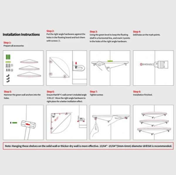 P-87213231689716-20260406081023.webp Unyqoos® Set van 6 multifunctionele hoekplanken voor elke ruimte in huis