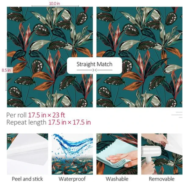 P-87213231699167-20260405113535.webp Unyqoos® Waterdicht Jungle Bladeren Behang voor Slaapkamer en Badkamer Muurdecoratie