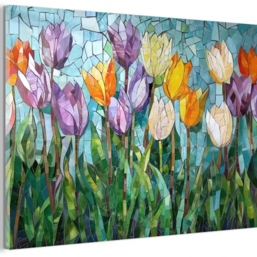 Unyqoos® Wanddecoratie 30x20 cm met Kleurrijke Tulpen voor Moderne Interieurs