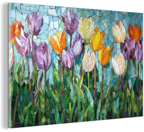 P-87213231706530-20260406123155.webp Unyqoos® Wanddecoratie 30x20 cm met Kleurrijke Tulpen voor Moderne Interieurs