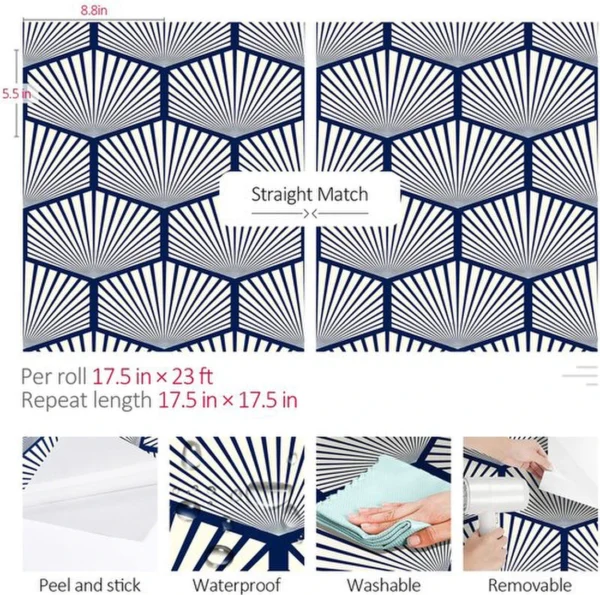 P-87213231738382-20260405113659.webp Unyqoos® Verwijderbaar en afwasbaar zelfklevend behang met geometrisch patroon
