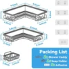 Unyqoos® Set van drie grijze doucheplanken zonder boren met haken voor badkamer en keuken