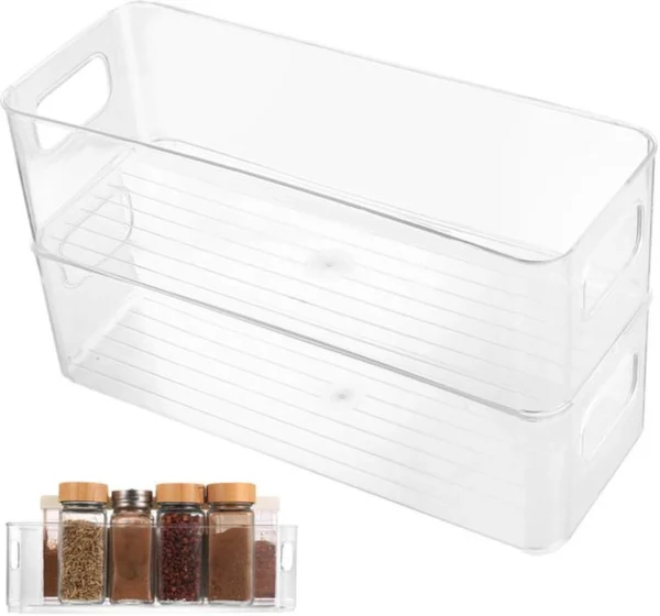 P-87213231761433-20260406094306.webp Unyqoos® Transparante en Stapelbare Koelkastorganizers met Handgrepen voor Keuken