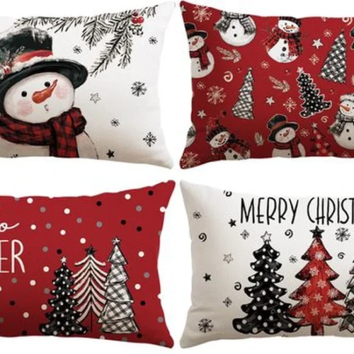 P-87213231771020-20260406110653.webp Unyqoos® Set van 4 decoratieve kussenhoezen met kerstmotief voor woonkamer en slaapkamer