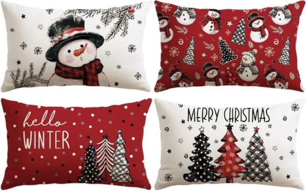 P-87213231771020-20260406110653.webp Unyqoos® Set van 4 decoratieve kussenhoezen met kerstmotief voor woonkamer en slaapkamer