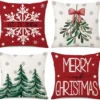 P-87213231780550-20260406111430.webp Unyqoos® Set van 4 feestelijke kussenslopen van linnen voor kerstdecoratie