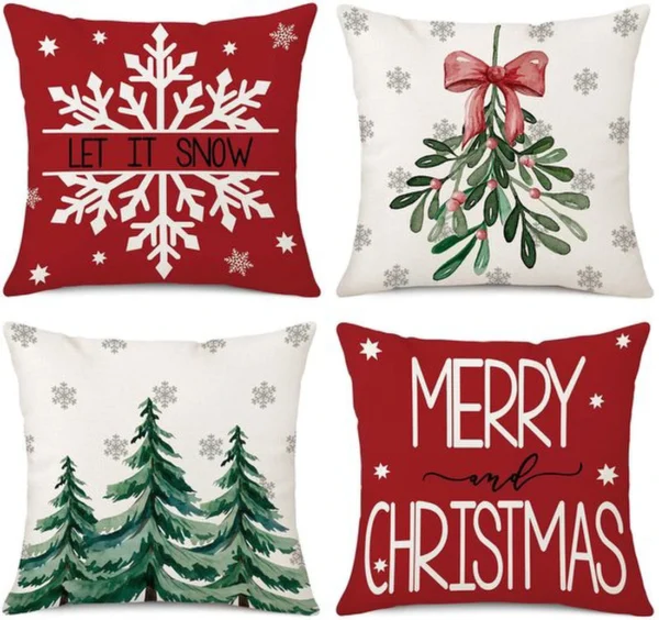 P-87213231780550-20260406111430.webp Unyqoos® Set van 4 feestelijke kussenslopen van linnen voor kerstdecoratie