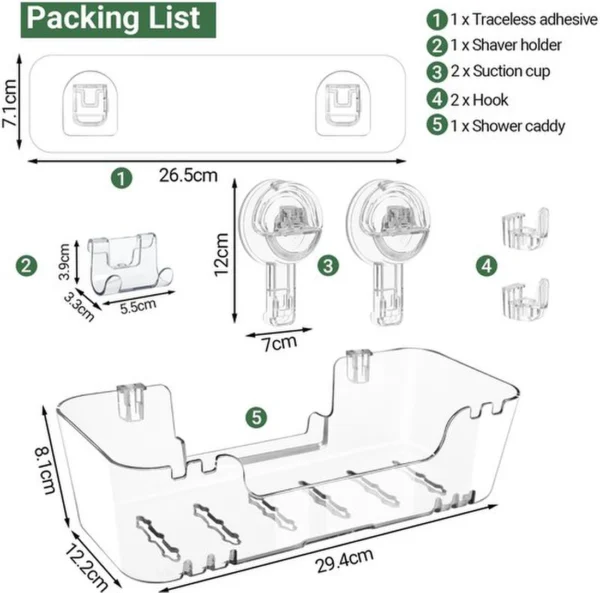 Unyqoos® Afneembare doucheplank met zuignap en scheerhouder voor badkamer
