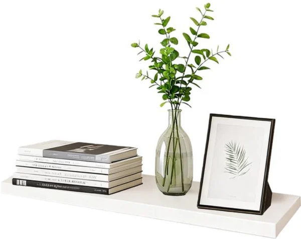 Unyqoos® Wandplank van massief hout in wit met moderne uitstraling en hoge draagkracht