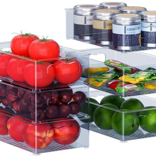 Unyqoos® Handige 6-delige Koelkast- en Keukenorganizerset in Drie Verschillende Maten voor Optimaal Gebruiksgemak