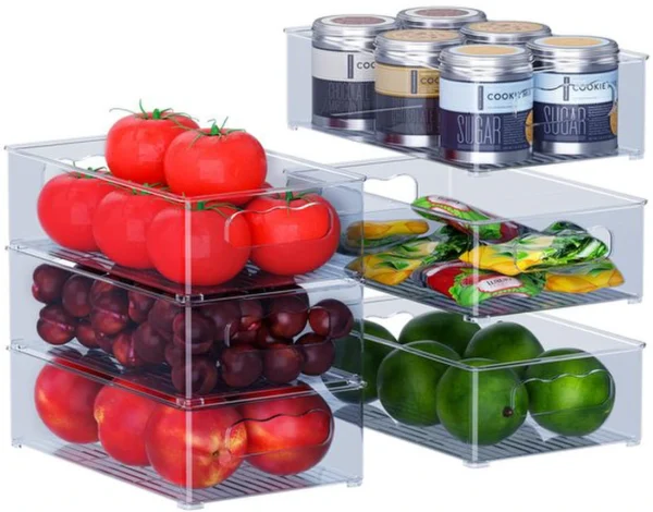 Unyqoos® Handige 6-delige Koelkast- en Keukenorganizerset in Drie Verschillende Maten voor Optimaal Gebruiksgemak