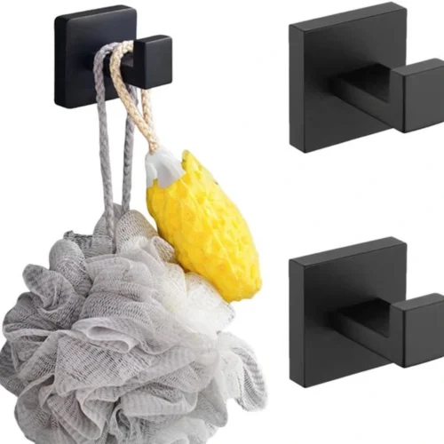 P-87213231853360-20260406114845.webp Unyqoos® Set van twee zwarte roestvrijstalen muurhaken voor badkamer en meer