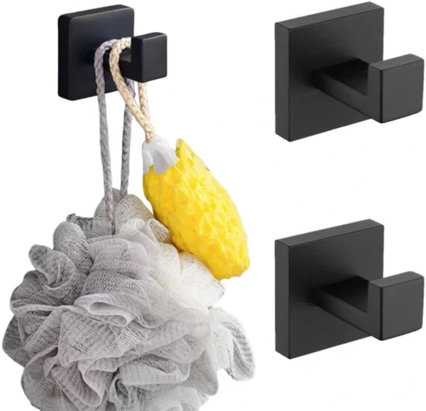 P-87213231853360-20260406114845.webp Unyqoos® Set van twee zwarte roestvrijstalen muurhaken voor badkamer en meer