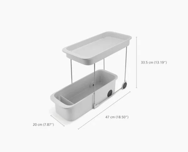 Unyqoos® Dubbeldeks keukenwagen met wielen en handige opbergruimtes voor onder de gootsteen