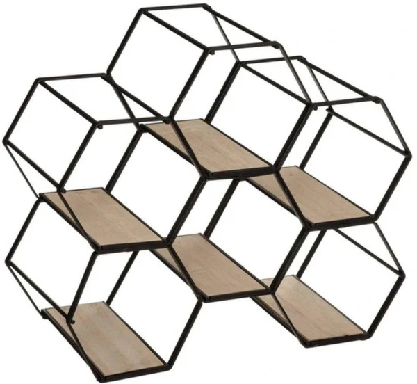 P-87213231942080-20260406110614.webp Unyqoos® Stijlvolle metalen en houten flessenhouder voor zes flessen wijn