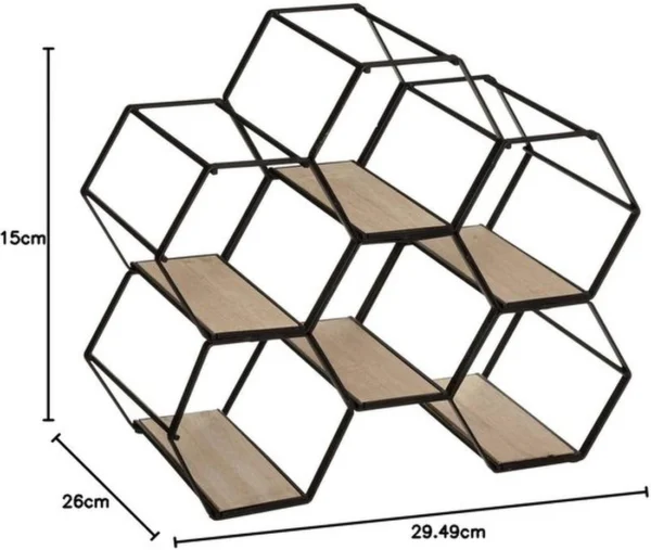 P-87213231942083-20260406110617.webp Unyqoos® Stijlvolle metalen en houten flessenhouder voor zes flessen wijn