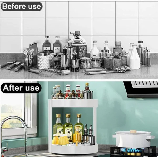 Unyqoos® Multifunctioneel 360 Graden Draaiplateau voor Keuken en Badkamer Organisatie, 26 cm, Wit