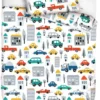 Unyqoos® Speels Kinderbeddengoed met Voertuigthema voor Jongens, 100% Katoen, 100 x 135 cm, Inclusief Kussensloop