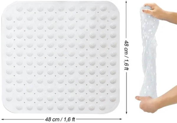 P-87213231975681-20260405135315.webp Unyqoos® Vierkante antislip douchemat met massage-effect en zuignappen 48x48 cm