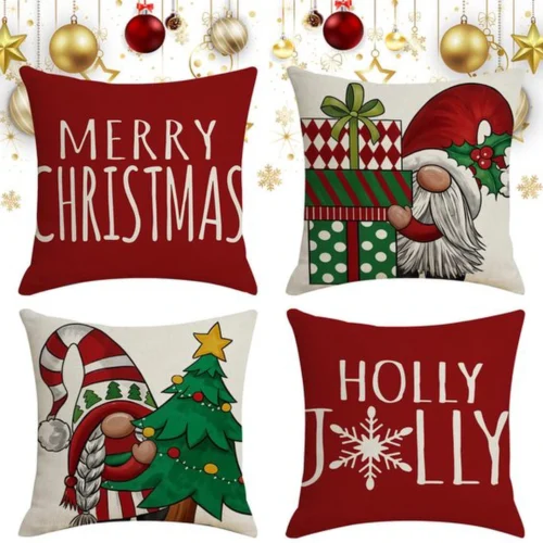 P-87213231979020-20260406110530.webp Unyqoos® Set van vier decoratieve kussenslopen met kerstmotief voor huisdecoratie