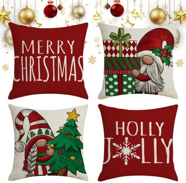 P-87213231979020-20260406110530.webp Unyqoos® Set van vier decoratieve kussenslopen met kerstmotief voor huisdecoratie