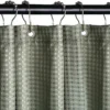 Unyqoos® Stijlvolle groene douchegordijn van textiel met metalen ringen en wafelpatroon