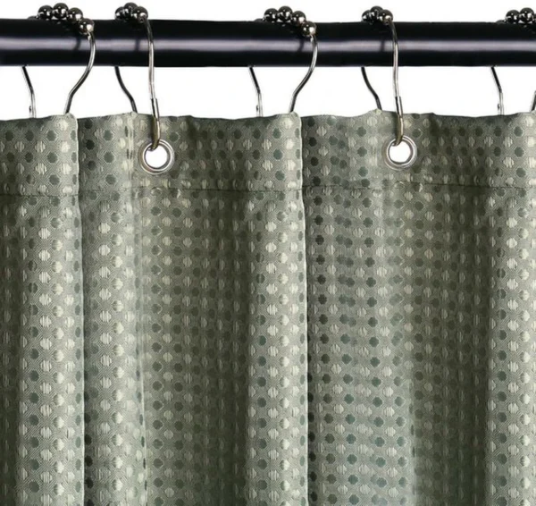 Unyqoos® Stijlvolle groene douchegordijn van textiel met metalen ringen en wafelpatroon