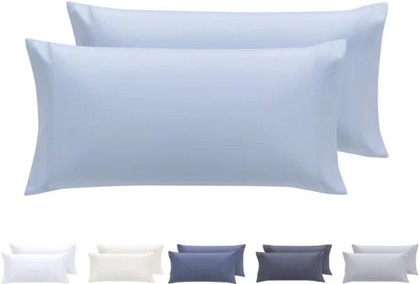 P-87213232108850-20260406111652.webp Unyqoos® Set van twee lichtblauwe kussenslopen van zachte microvezel voor comfort