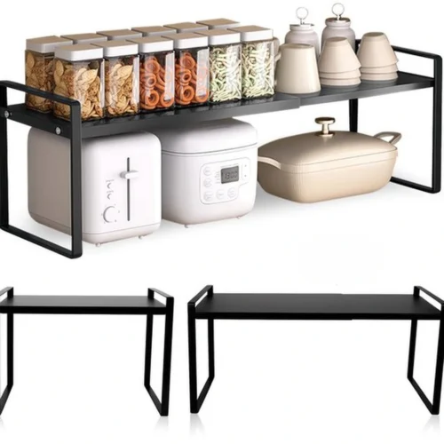 P-87213232118510-20260406102735.webp Unyqoos® Uitschuifbaar en Stapelbaar Keukenrek voor Kasten en Werkbladen - Verstelbaar van 35-65cm