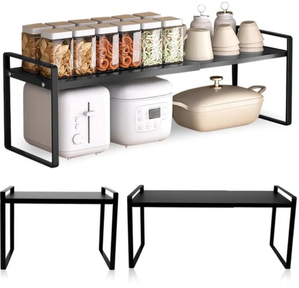 P-87213232118510-20260406102735.webp Unyqoos® Uitschuifbaar en Stapelbaar Keukenrek voor Kasten en Werkbladen - Verstelbaar van 35-65cm