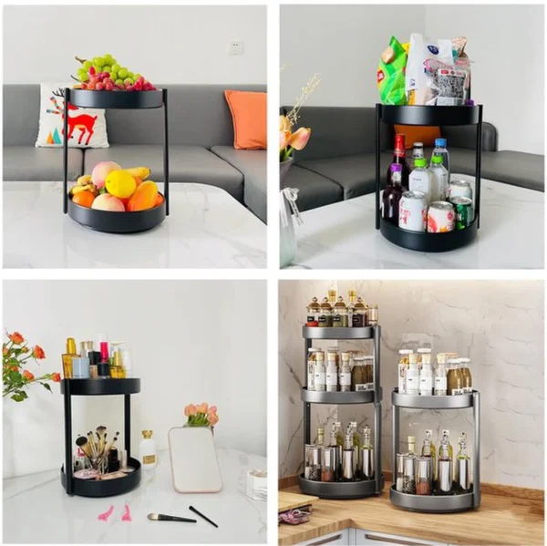 Unyqoos® Draaibare Dubbele Laag Organisator voor Keuken en Badkamer met Metaalcoating